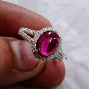 Natural Garnet Gemstone Ring, Solid 925 Sterling Silver Ring, Wedding Promise Ring, Oval Rhodolite Garnet Ring, Anniversary Christmas Gift
