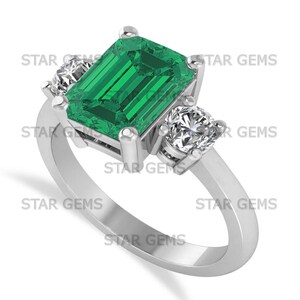 Lab Brown Emerald Ring, 925 Sterling Silver Ring, Minimalist Statement Band, Handmade Rectangular May Birthstone Ring, Gift for Mother Wife