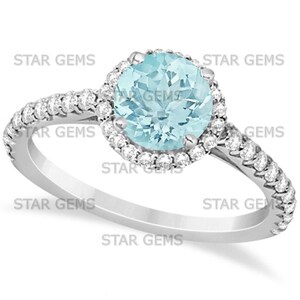 Aquamarine Round Cut 6mm Heavy Band Ring, 925 Sterling Silver Ring, Women Everyday Domed Ring, Solid Handmade March Birthstone Ring