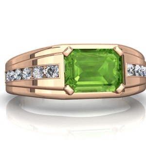Peridot Ring for Men, 925 Sterling Silver, AAA Quality Peridot Ring, Handmade Statement Personalized Ring, 14k gold over Engraving Ring Gift
