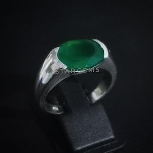 Natural Green Onyx Men&#39;s Ring, 925 Sterling Silver Ring, AAA+ Quality Onyx Signet Ring, Wedding Ring, Father&#39;s Day Personalized Gift For Men