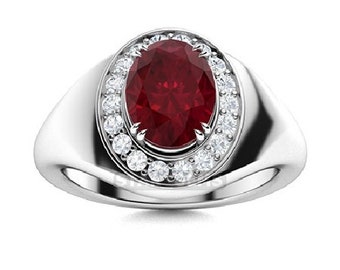 Natural Ruby Mens Ring, 925 Sterling Silver July Birthstone Ring, Statement Promise Ring, Men Stylish Ring, Wedding Anniversary Gift For Him