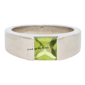 Peridot Men&#39;s Ring, Wedding Engagement Ring, 925 Sterling Silver Ring, Anniversary Ring, AAA Quality Ring, Personalised Gift For Men