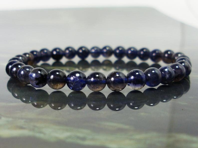 Stretch Bracelets Iolite Gemstone Bracelets Iolite Gemstone Bracelet for Men/'s /& Women Rondelle Healing Bracelet 3mm To 8mm