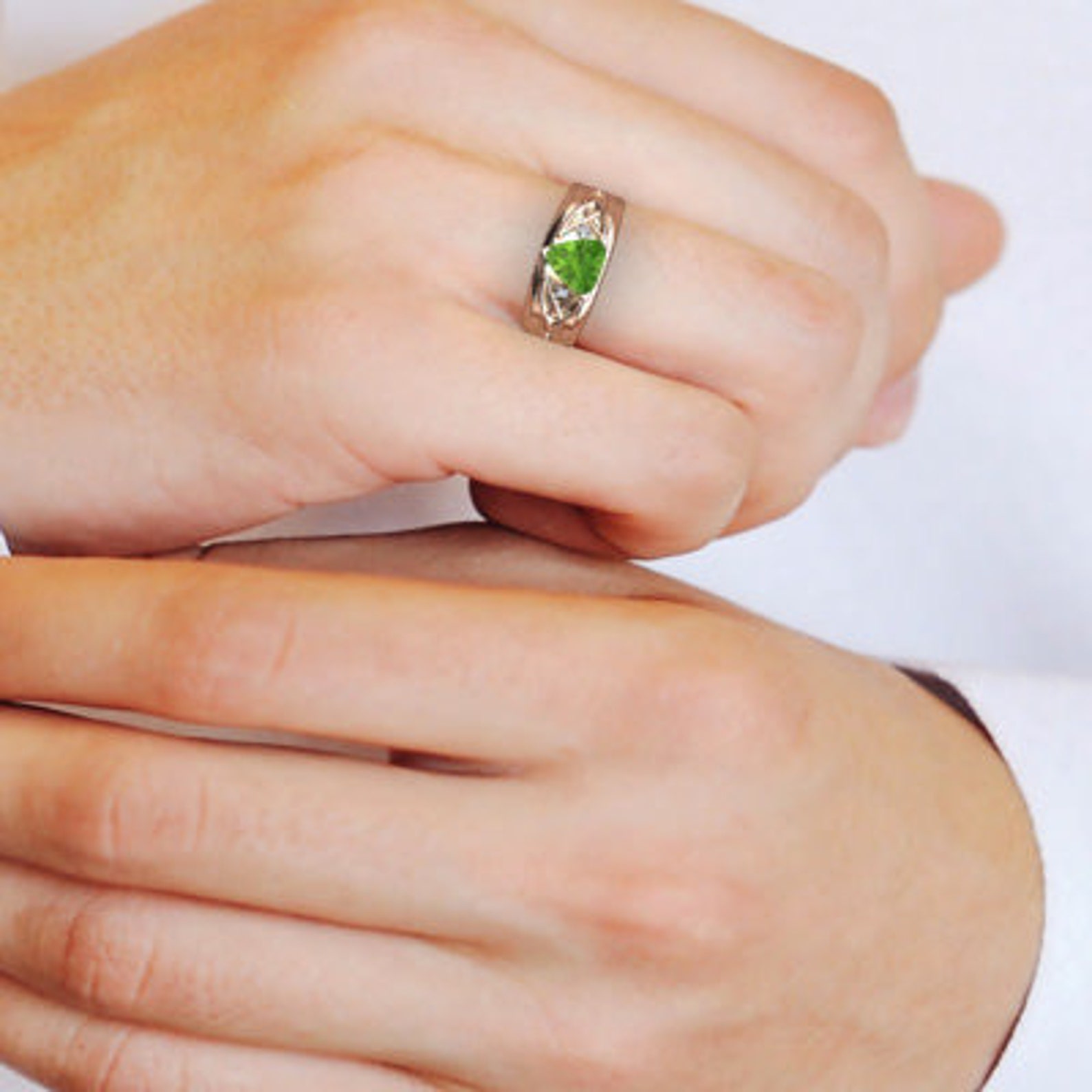 Natural Peridot Ring For Men in 925 Sterling Silver Cocktail Etsy