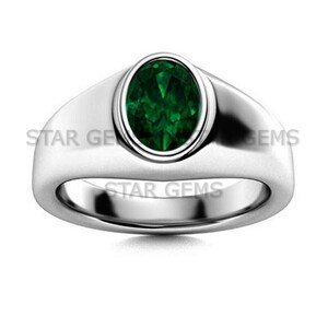 Vintage Emerald Men&#39;s Ring, May Birthstone Wedding Promise Ring, Solid 925 Sterling Silver Ring, Anniversary Personalised Gift For Him