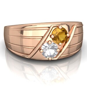 Citrine Ring 14k Gold Plated Silver Men Ring Handmade Gents Ring November Birthstone Engagement Ring Personalized Unique Men&#39;s Gift