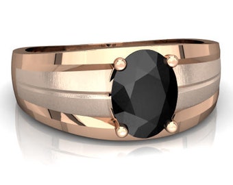 Anello da uomo in onice nera, anello in argento placcato oro 14 carati, fede nuziale, anello in onice di qualità AAA, regalo di anniversario per papà e fratello.