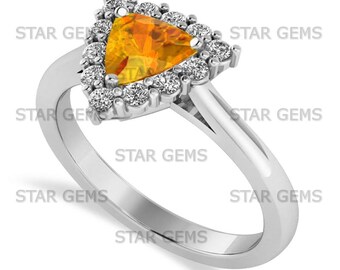 Natural Citrine  Ring, 925 Sterling Silver Bridal Ring, 6mm Trillion Cut Gemstone Ring, November Birthstone, Anniversary Gift For Love