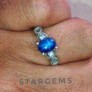 Linde Star Sapphire Bridal Ring, 925 Sterling Silver Minimalist Ring, Lindy Star Sapphire Gemstone Ring, Wedding Anniversary Gift For Her