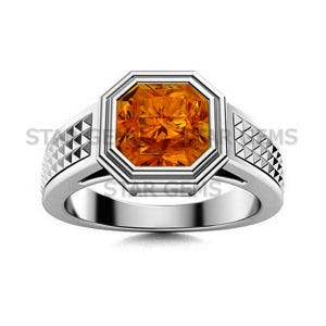 Natural Citrine Men&#39;s Ring, 925 Sterling Silver Ring, Wedding Band Ring, November Birthstone, Personalized Gift, Engagement Ring For Him