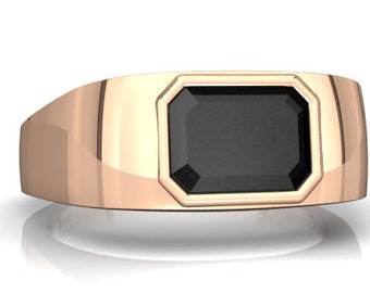 Anello da uomo in onice nera, anello in argento placcato oro 14 carati, fede nuziale, anello in onice di qualità AAA, regalo di anniversario per papà e fratello.