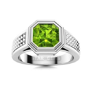 Peridot Men&#39;s Ring, Wedding Engagement Ring, 925 Sterling Silver Ring, Anniversary Ring, AAA Quality Ring, Personalised Gift For Men