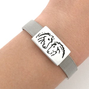 Horse Soulmate bracelet, silver horse bracelet, horse drawing, horse design bracelet, unisex bracelet