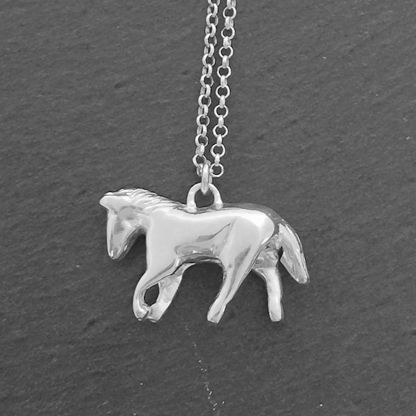 Horse Totem, horse necklace, silver horse necklace, silver horse pendant, miniature figure horse, horse lover gift, free spirit horse