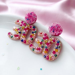 Birthday Number Earrings | 30th Birthday | Custom Number Beaded Earrings | Birthday Gift For Her | Statement Dangles