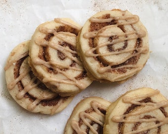 Cinnamon Roll Shortbread Tea Cookies with Sugar Icing Drizzle [Half Dozen or Dozen]