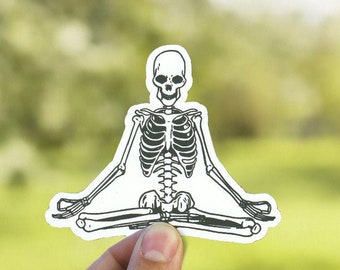 Meditating Skeleton Sticker -  Eco Friendly Birthday Gift - Weatherproof Macbook Decal