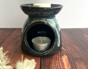 Ceramic wax melt / oil burner with layered glazing, wheel thrown pottery, ceramic gift, essential oils, room fragrance