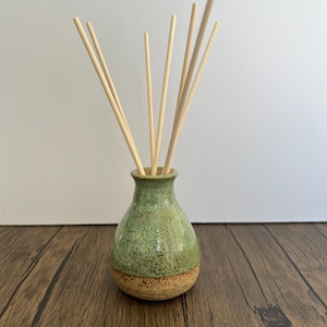 Handmade Ceramic Reed Diffuser: Glazed Stoneware Mini Bottle Vase