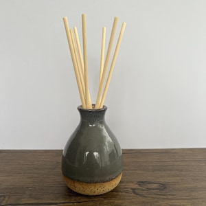 Handmade Ceramic Reed Diffuser Vase: Dark Grey Glazed Stoneware