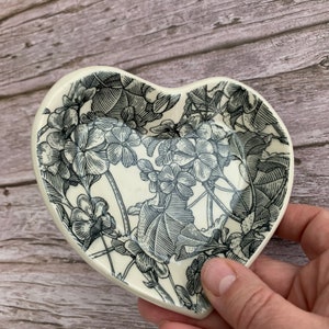 Heart shaped dish, valentines gift,handmade gift, decorative dish, nibbles dish, jewellery dish, key holder, trinket dish,pottery gift. image 2