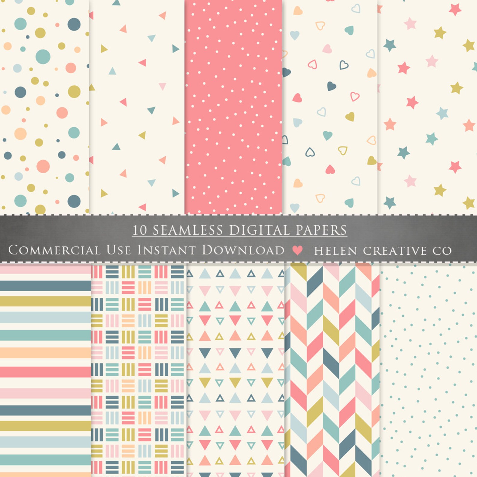 10 Cute Fun Patterns Digital Papers Digital Patterns Etsy