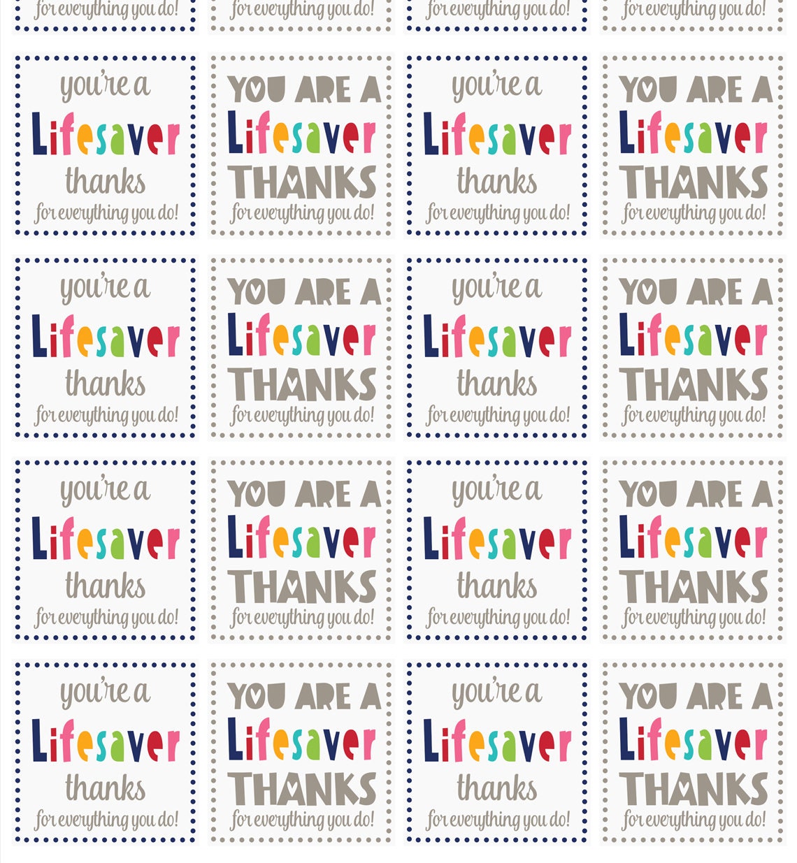 Lifesaver Printable Gift Tag Instant Download Gift Tags Cute - Etsy