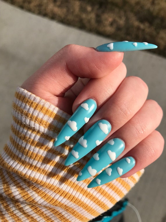 Glow In The Dark Sky Cloud Summer Nails