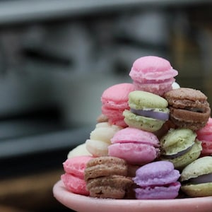 Macaron Tower on Ceramic Stand | 1:12 Scale Dollhouse Miniature Food and Dessert