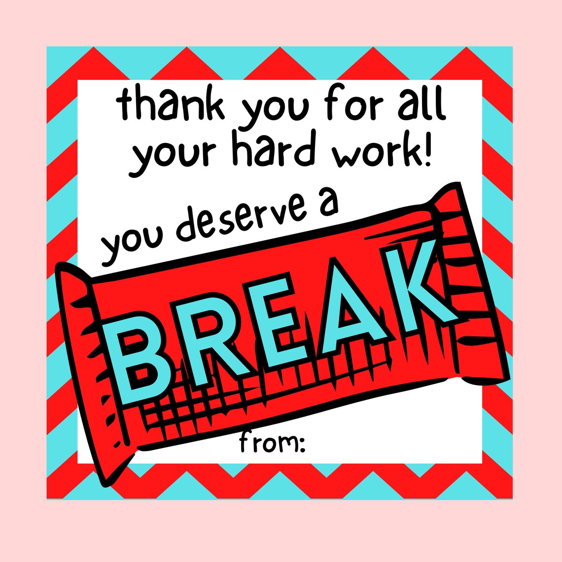 Kit Kat Thank You Card Teacher Appreciation Card Coworker Etsy UK