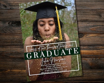 Customizable Graduation Invitations, Modern Graduation Invitation, Photo Graduation Invitation