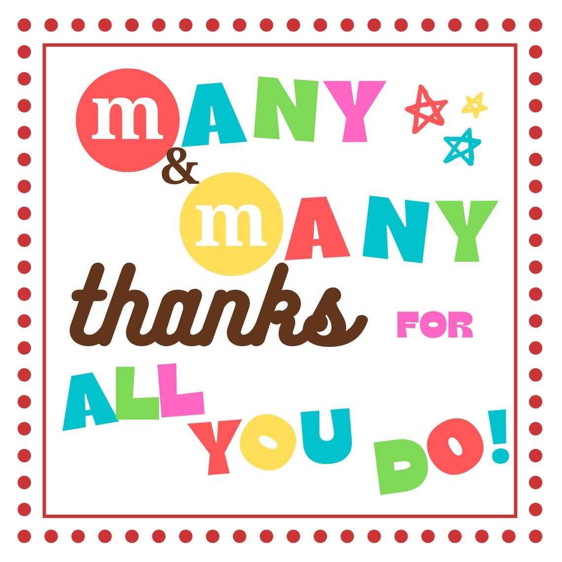 M M Thank You Card Teacher Appreciation Gift Employee Thank Etsy