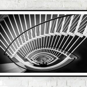 Spiral staircase Wall Art | Staircase Art print | Black and white Wall Art| Digital Download|Architecture Print| Staircase Poster | Abstract