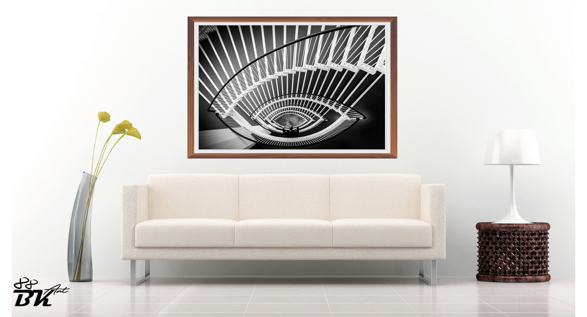 Spiral Staircase Wall Art Staircase Art Print Black and White Wall Art