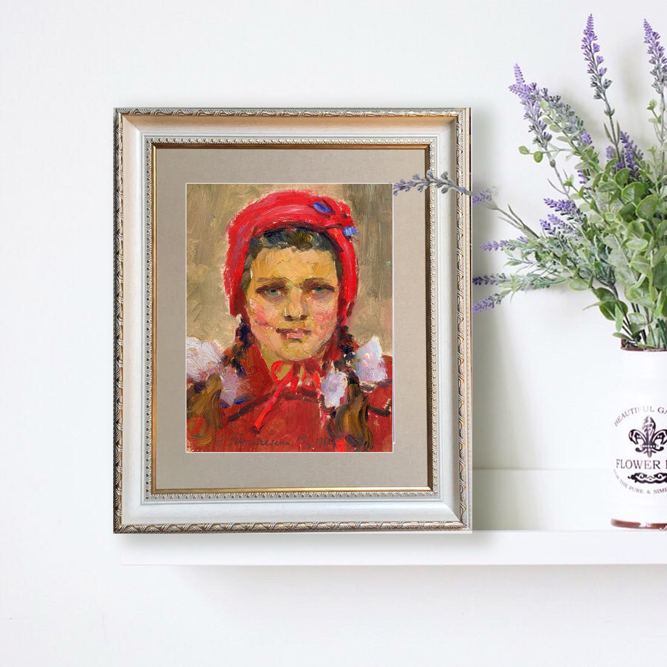 Vintage Girl Portrait – 1960s Oil Painting, Ukrainian Artist - Etsy