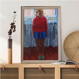 Portret artystyczny małej dziewczynki Ukraińska sztuka Ukraiński obraz vintage oryginalny Antyczne malarstwo Ukraiński sklep Ukraiński artysta Tkachenko