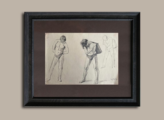 Painting Naked Male Models Ukrainian Vintage Original Pencil - Etsy  Australia