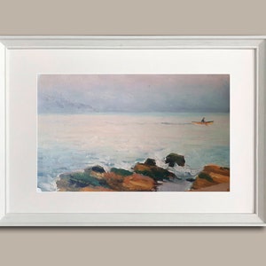 Paisaje marino VMar y orilla del mar Obra de arte costera Artista ucraniano vintage Tkachenko Evgeniy