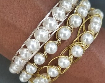 Egyptian Wrapped Pearl Bracelets