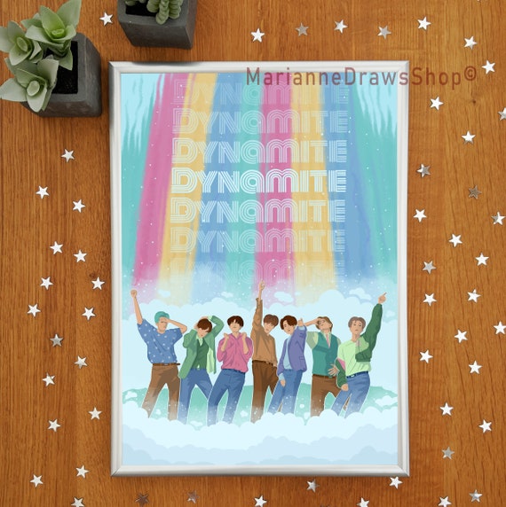 Bts Dynamite Poster Bts Print Rm Suga Jin Jhope Etsy