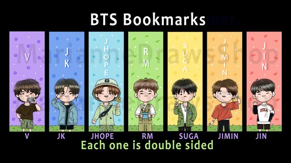 Bts Bookmarks / Rm / Jin / Suga / Jhope / Jimin / V / Jk - Etsy