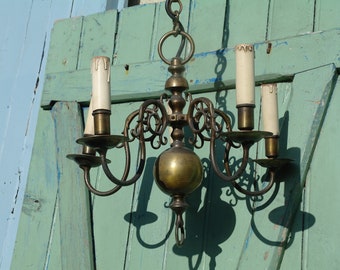 Five Arm Brass Chandelier Hurricane Glass Shades Five Arm Brass Chandelier Hurricane Glass Shades