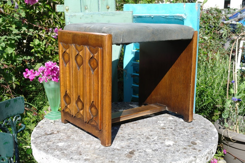 Vintage 1930 S Art Deco Oak Dressing Table Stool Or Etsy