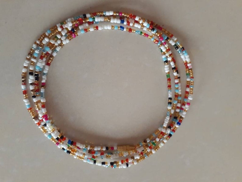 Multicolour Waist Beads Belly Beads Weight Loss Etsy