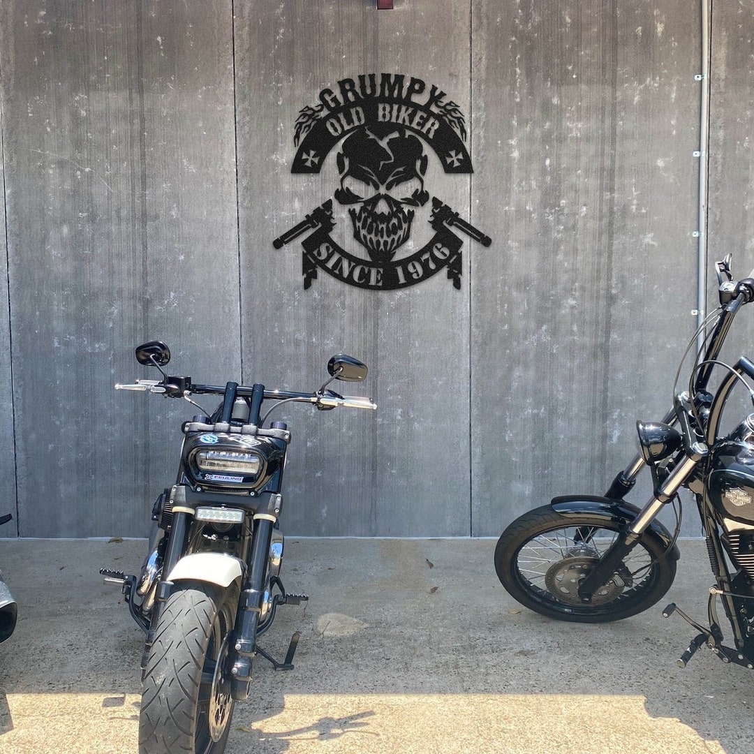Grumpy Biker - Gift For A Biker - Personalized Custom Metal Sign - Kite Leaf