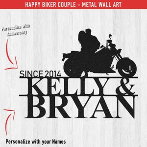 Personalized Birthday Gift For Motorbike Lover - Metal Wall Art with Personalized Name And Date - Wedding / Anniversary / Birthday