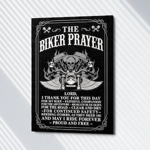 Harley Davidson Garage Art - Biker Prayer - Canvas Art For Motorcycle Rider - Motorcycle Wall Art