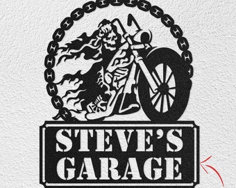 PERSONALIZED Gifts For Dad - Biker Metal Wall Art for Garage