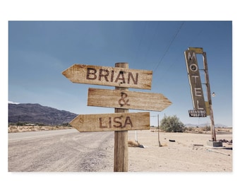 PERSONALIZED Gift For Men - Route 66 Canvas Art For Biker Couple, Motorcycle Wall Art - Wedding / Birthday / Anniversary Gift
